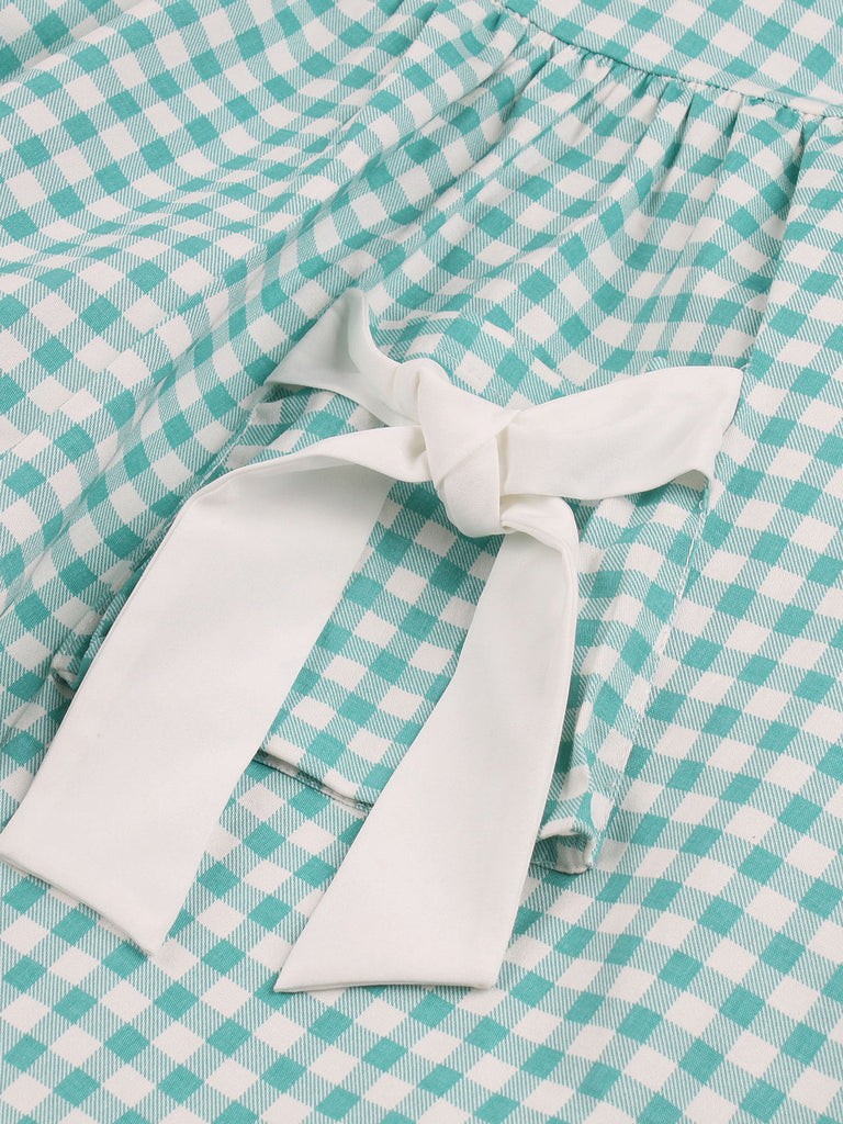 1950er Schleifentaschen Kariertes Revers Kleid