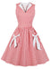 1950er Schleifentaschen Kariertes Revers Kleid