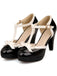 Schwarz Retro Bogen Dekor Hoher Absatz Schuhe