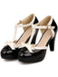 Schwarz Retro Bogen Dekor Hoher Absatz Schuhe