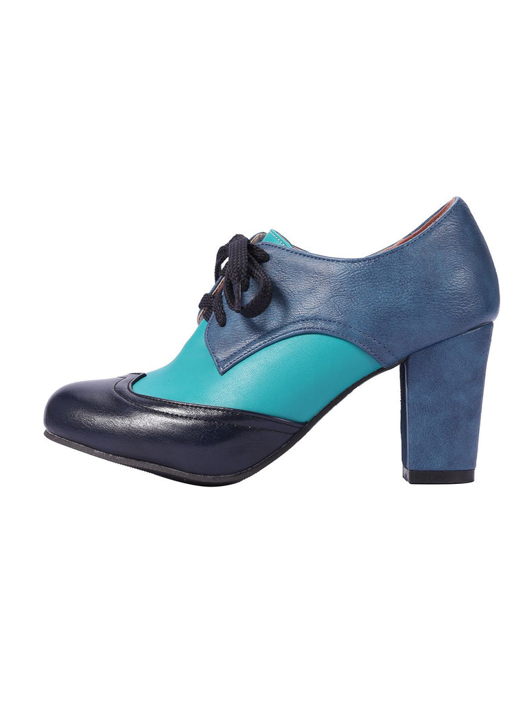 BLAU VINTAGE HOHE ABSATZ SCHUHE