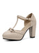 Hellblau Retro Bogen T-Gurt Hoher Absatz Schuhe