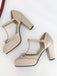 Hellblau Retro Bogen T-Gurt Hoher Absatz Schuhe