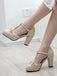 Hellblau Retro Bogen T-Gurt Hoher Absatz Schuhe