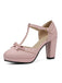 Hellblau Retro Bogen T-Gurt Hoher Absatz Schuhe
