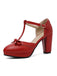 Hellblau Retro Bogen T-Gurt Hoher Absatz Schuhe