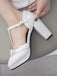Hellblau Retro Bogen T-Gurt Hoher Absatz Schuhe