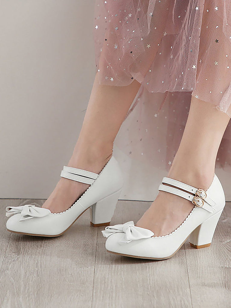 VINTAGE BOW HOHE ABSATZ SCHUHE