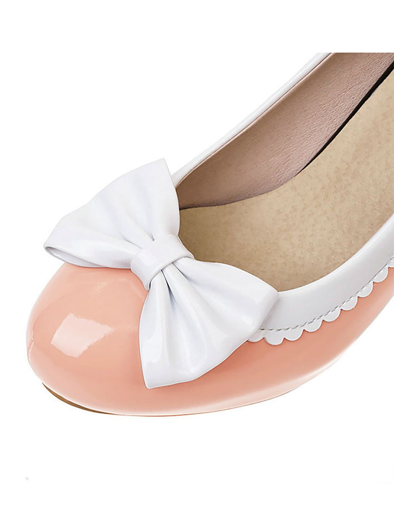 VINTAGE PATCHWORK BOW HOHE ABSATZ SCHUHE