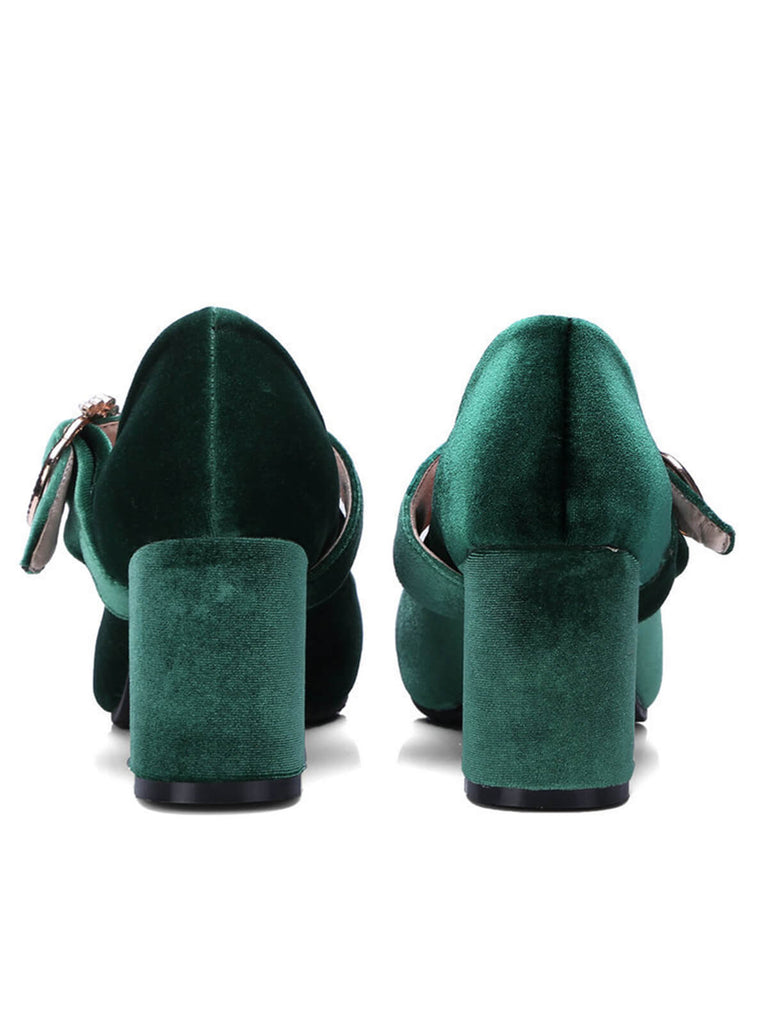 VELVET MARY JANE HIGH HEEL SCHUHE MIT SCHNALLENBLOCK