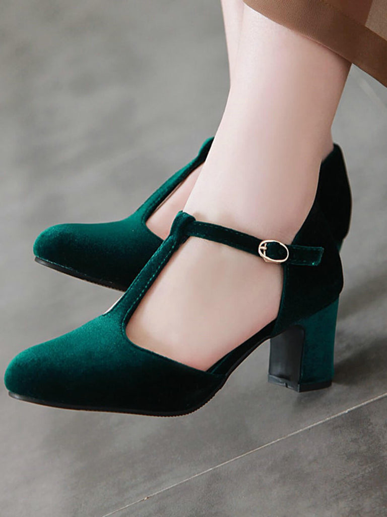 Retro T-Gurt Mary Jane Hoher Absatz Schuhe