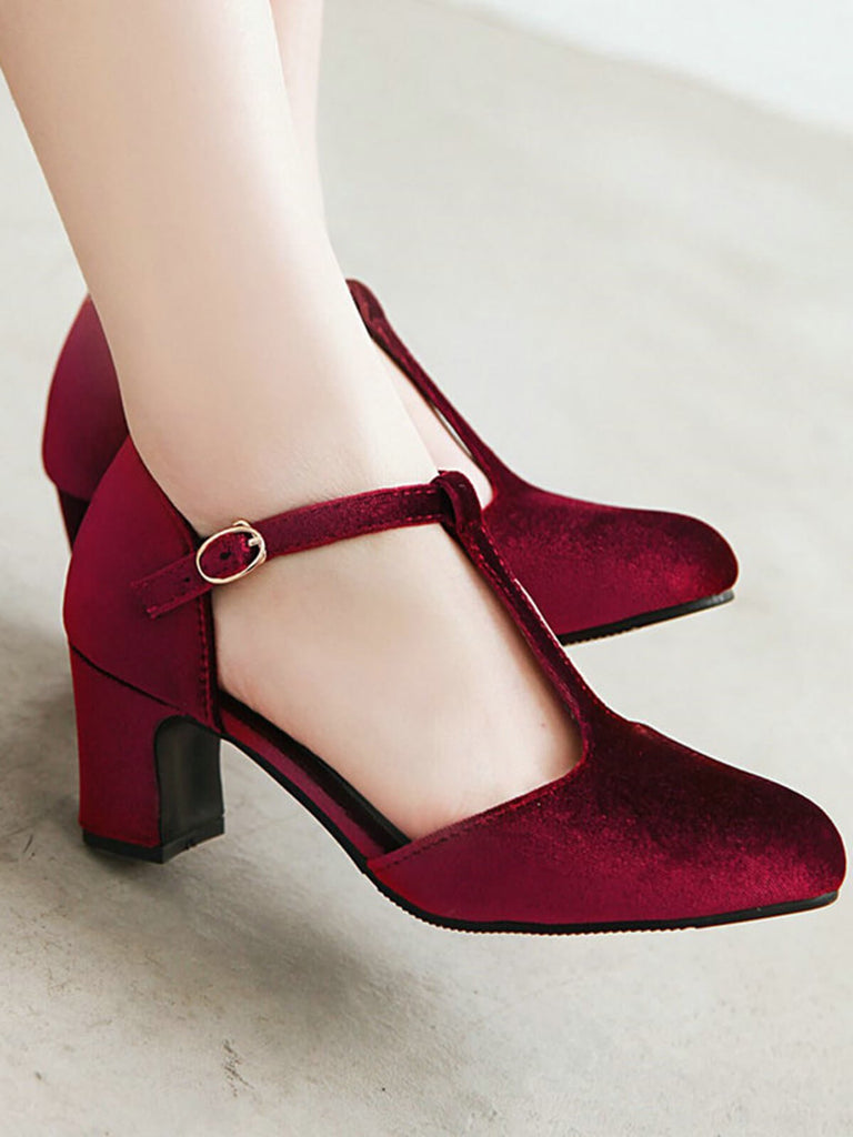 Retro T-Gurt Mary Jane Hoher Absatz Schuhe