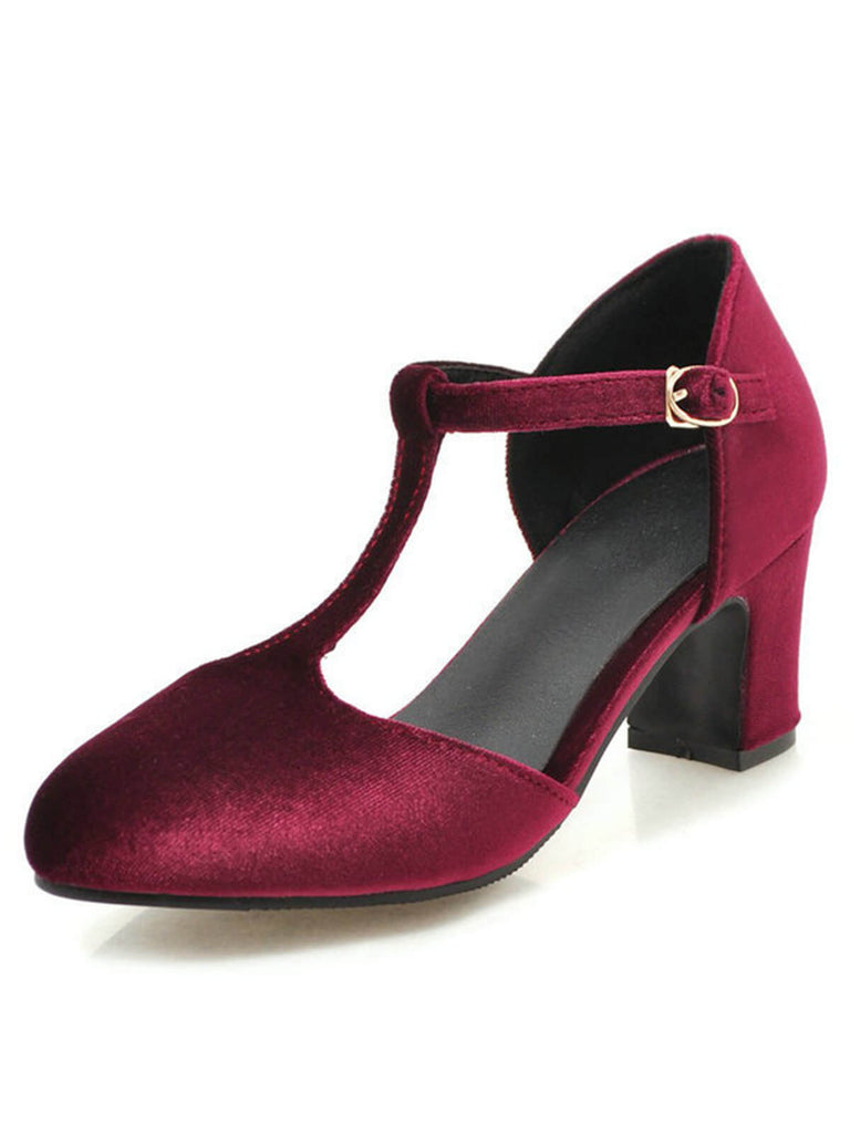 Retro T-Gurt Mary Jane Hoher Absatz Schuhe