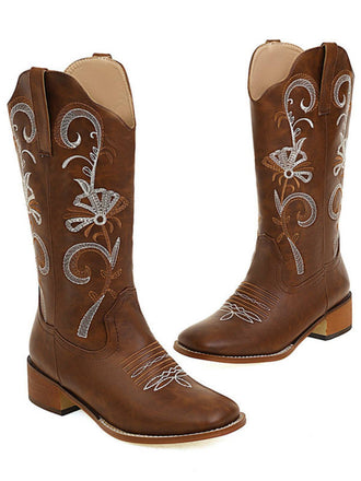 LANGE STIEFEL AUS BESTICKTEM LEDER