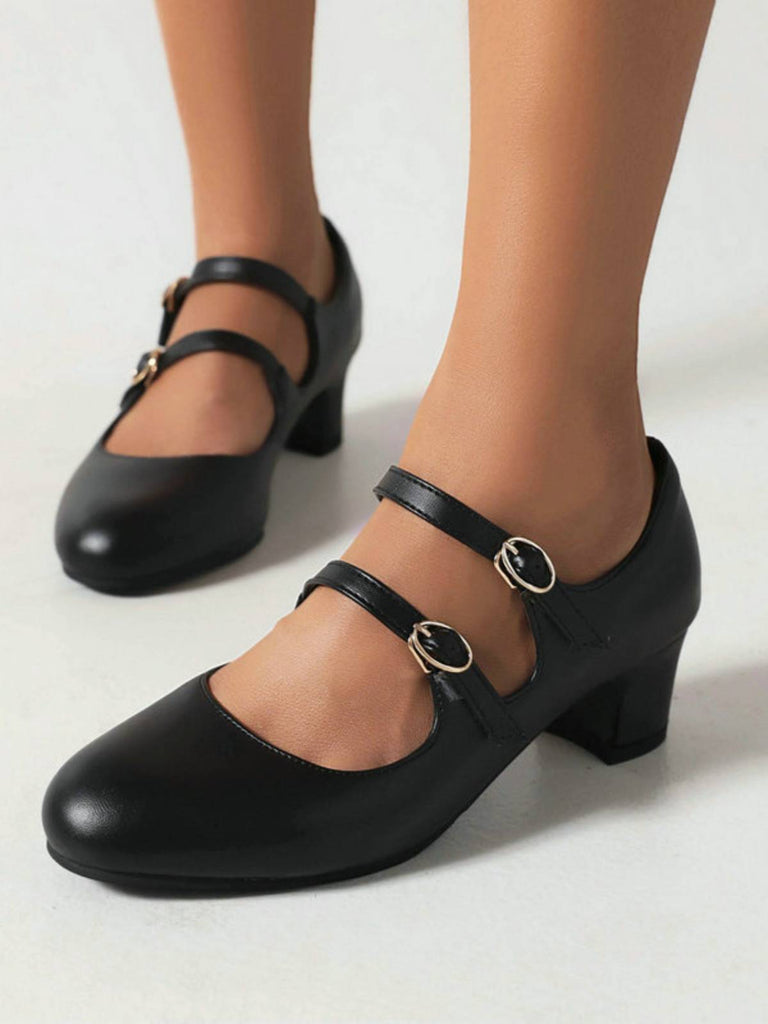 MARY JANE-SCHUHE MIT DOPPELSCHNALLENABSATZ