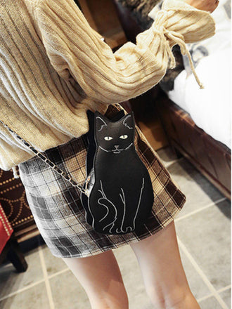Schwarz Halloween Nette Katze Tasche