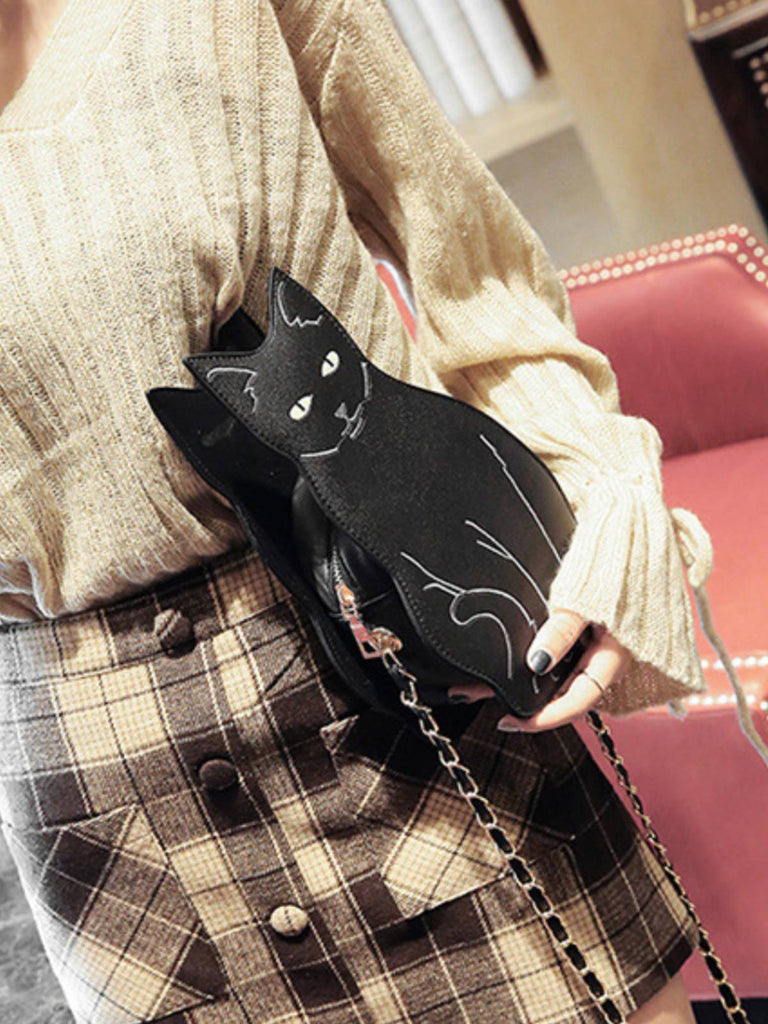 Schwarz Halloween Nette Katze Tasche
