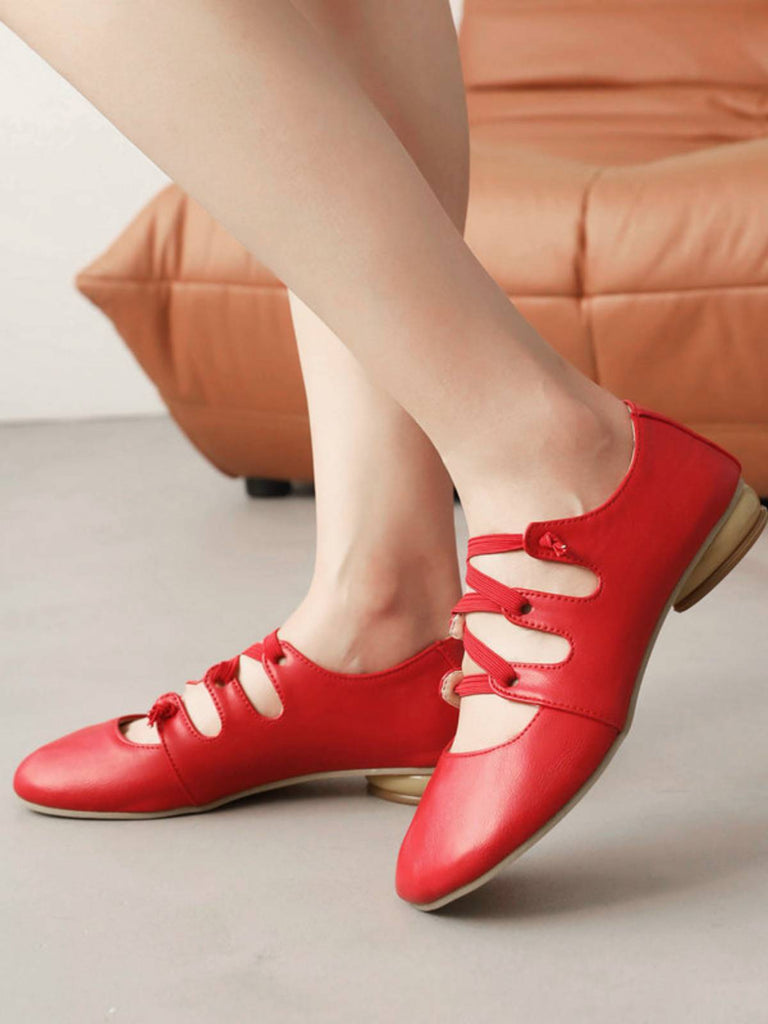 DREIREIHIGE FLACHE VINTAGE-SCHUHE