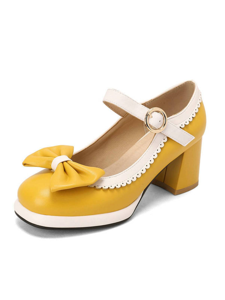 BOWKNOT CHUNKY HEELS MARY JANE SCHUHE
