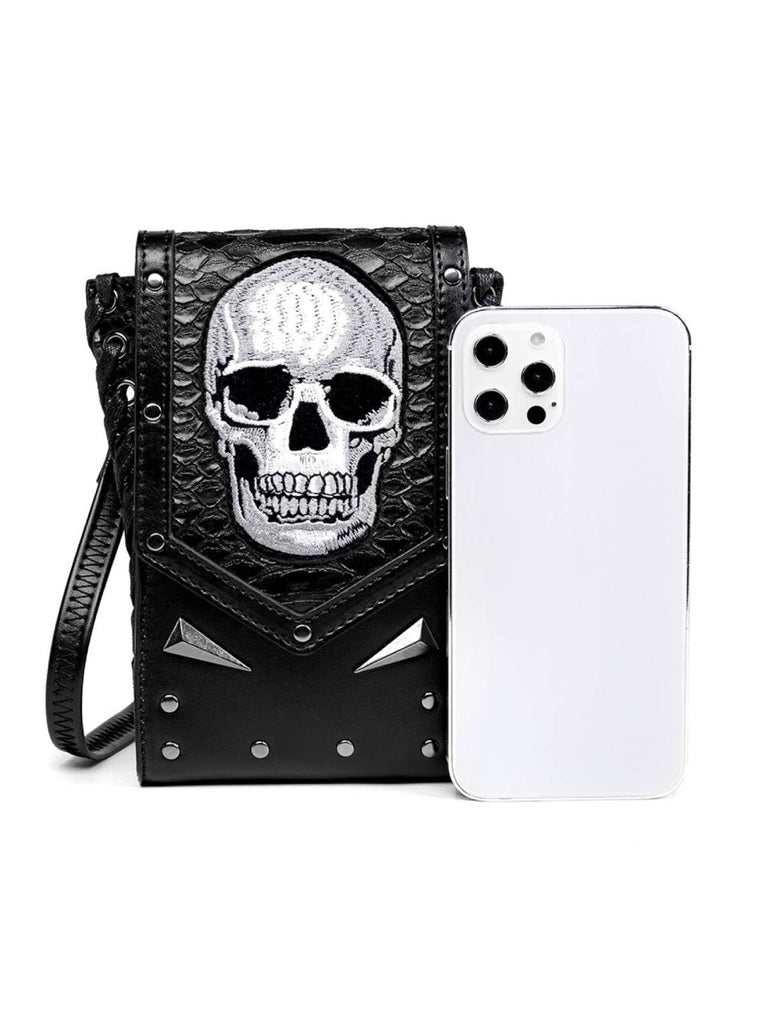 Schwarz Gothic Halloween Bestickt Schädel Tasche