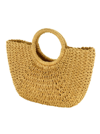 Handgewebte Halbmond Handtasche Aus Stroh