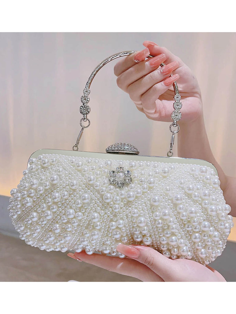 Vintage Handgemachte Perle Strass Spange Tasche