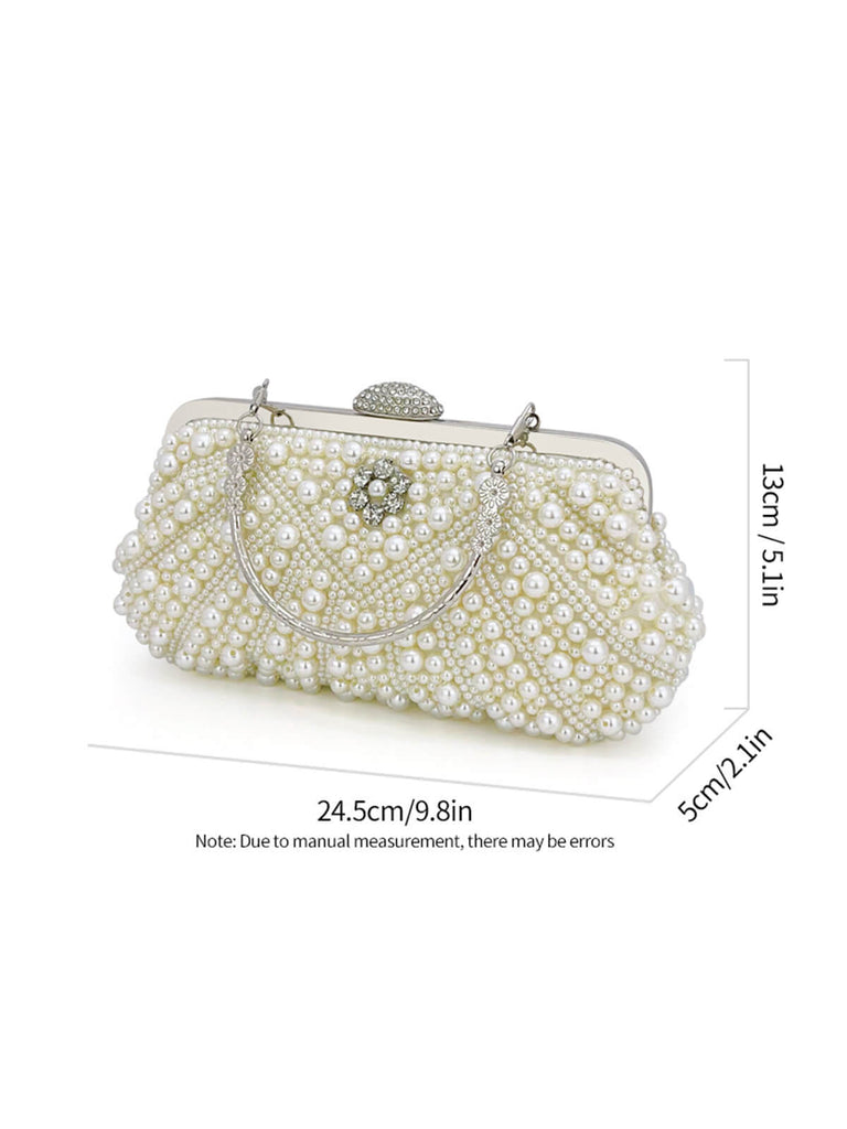 Vintage Handgemachte Perle Strass Spange Tasche