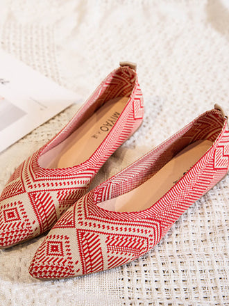 Gestrickte Jacquard spitze flache Schuhe