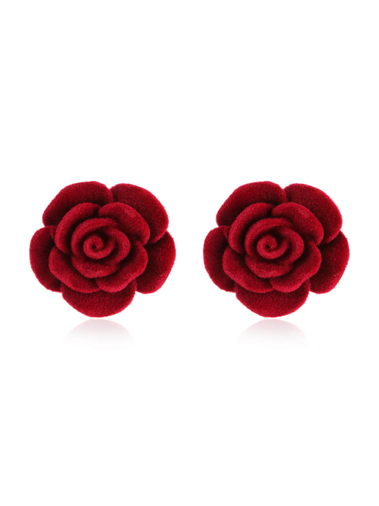 Rot Retro Rose Flannel Ohrringe