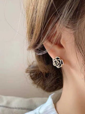 Vintage Blumenmuster Diamant-Ohrring