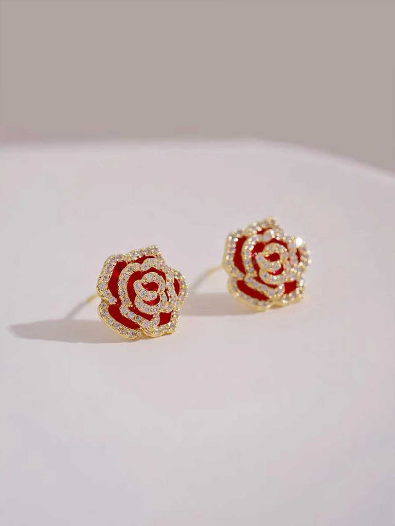 Vintage Blumenmuster Diamant-Ohrring