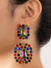 Retro Multicolor Strasssteine Baumeln Ohrringe