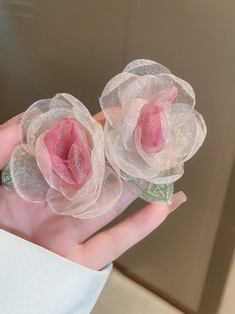 Rosa Farbverlauf Blumen Ohrringe