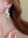 Beige Perlenquaste Kunststoff Ohrringe