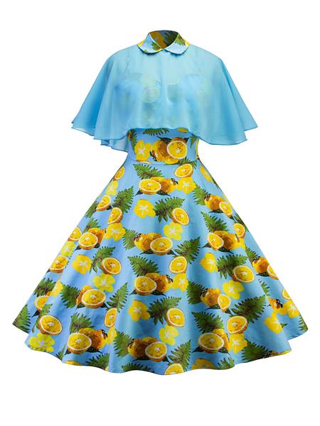 1950ER ZITRONE UMHÄNGE SWING KLEID