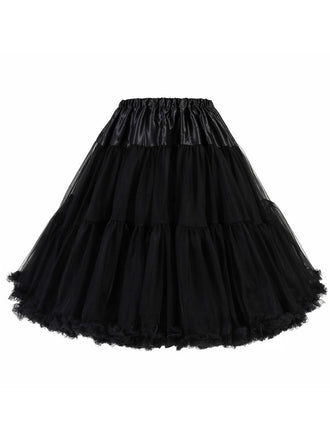 Schwarz 1950er Rüsche Petticoat Unterrock