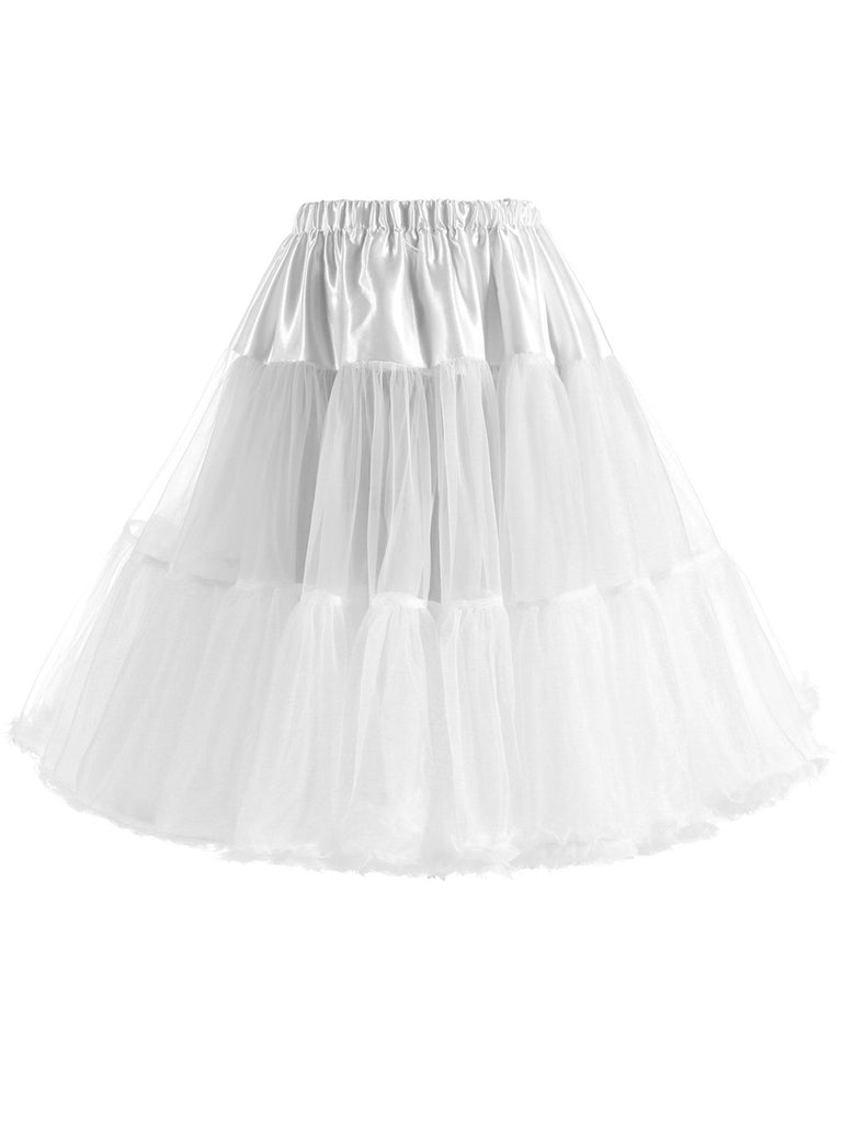 Weiß 1950er Rüsche Petticoat Unterrock