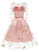 1950ER STICKEREI BLUMEN 3/4 ÄRMEL SWING KLEID