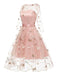 1950ER STICKEREI BLUMEN 3/4 ÄRMEL SWING KLEID