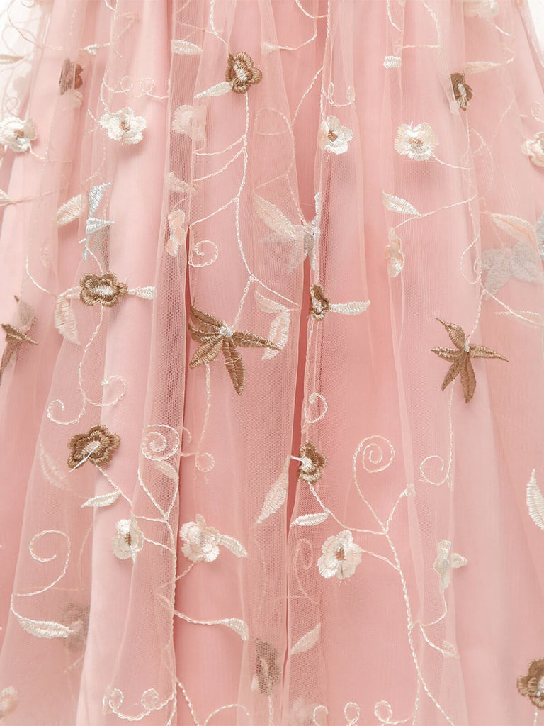 1950ER STICKEREI BLUMEN 3/4 ÄRMEL SWING KLEID