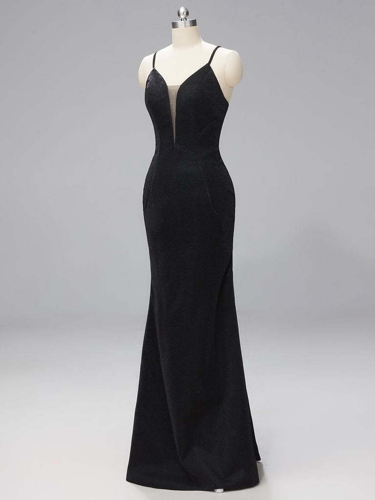 SPAGHETTI TRÄGER BRAUTJUNGFER MAXI KLEID