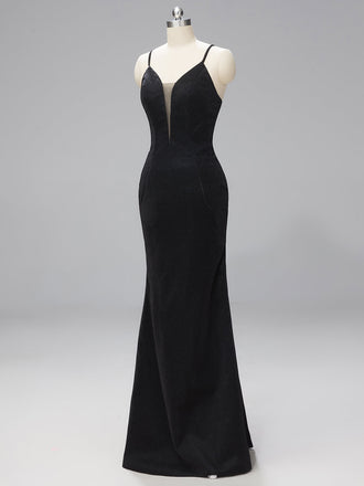 SPAGHETTI TRÄGER BRAUTJUNGFER MAXI KLEID