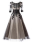 SCHWARZ 1950ER SPITZE HOHE TAILLE KLEID