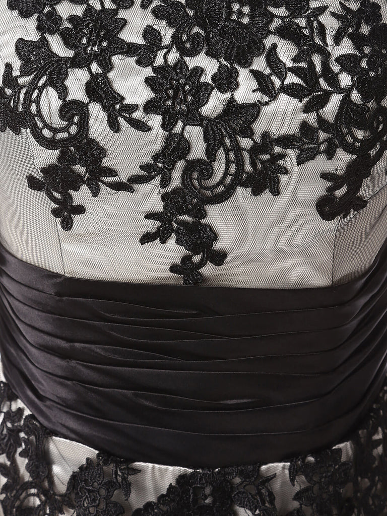 SCHWARZ 1950ER SPITZE HOHE TAILLE KLEID