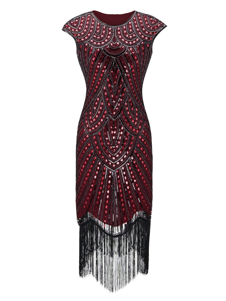 HELLGRAU 1920ER PAILLETTEN FRANSEN FLAPPER KLEID