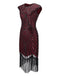 HELLGRAU 1920ER PAILLETTEN FRANSEN FLAPPER KLEID