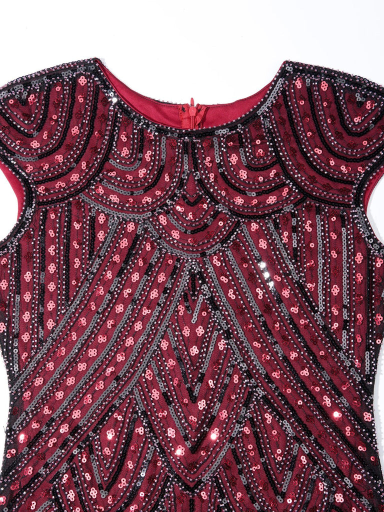 HELLGRAU 1920ER PAILLETTEN FRANSEN FLAPPER KLEID