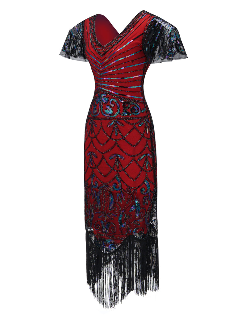 SCHWARZ 1920ER VINTAGE FRANSEN FLAPPER KLEID