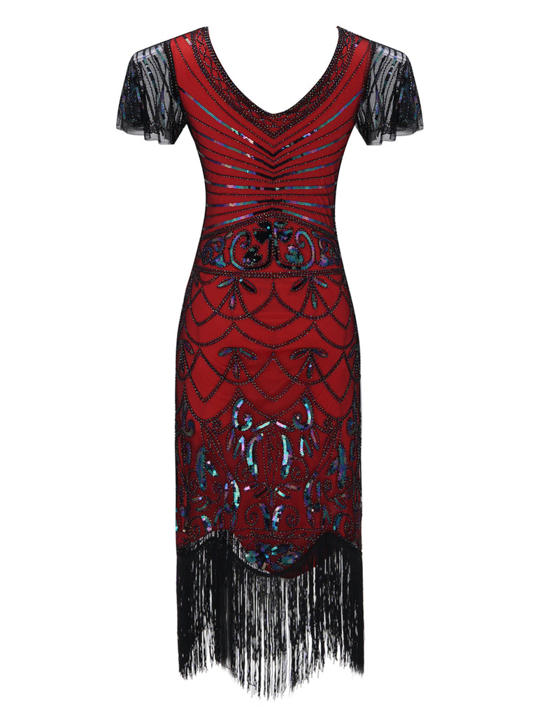 SCHWARZ 1920ER VINTAGE FRANSEN FLAPPER KLEID