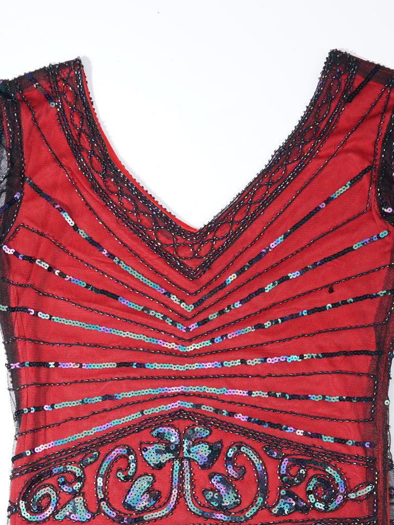 SCHWARZ 1920ER VINTAGE FRANSEN FLAPPER KLEID